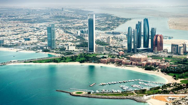 Helicopter point of view of Abu Dhabi